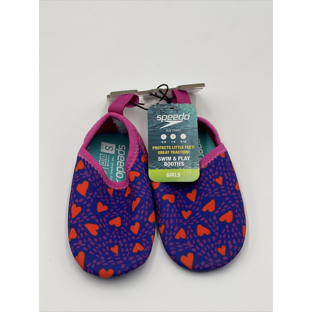 Speedo Kids Girls' Swim & Play Booties-‎ Hearts Small 5-6 NEW #005